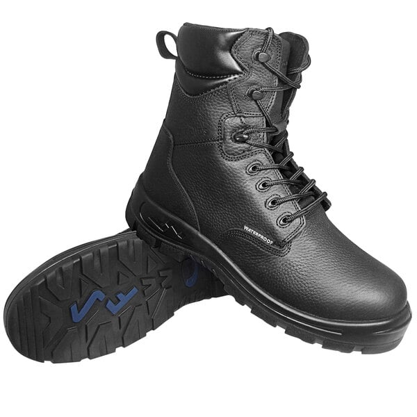 A pair of black Genuine Grip Poseidon safety boots with laces.