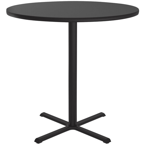 Correll 48″ Round Black Granite Finish Bar Height Thermal-Fused Laminate Top Cafe / Breakroom Table