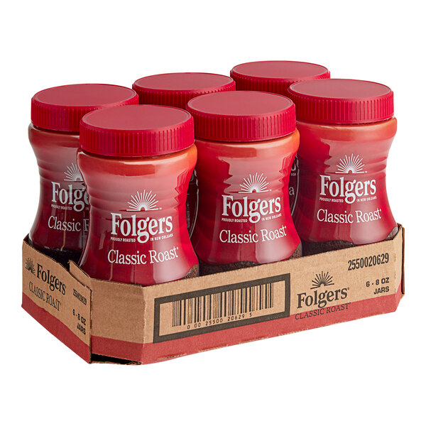 Folgers Classic Roast Instant Coffee 8 oz. 6/Case