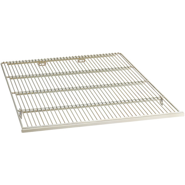 A white metal grid shelf for a Bonar Plastics Polar upright dry ice box.