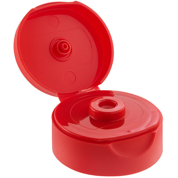 38/400 Red Inverted Squeeze Bottle Lid with Pressure Sensitive Liner