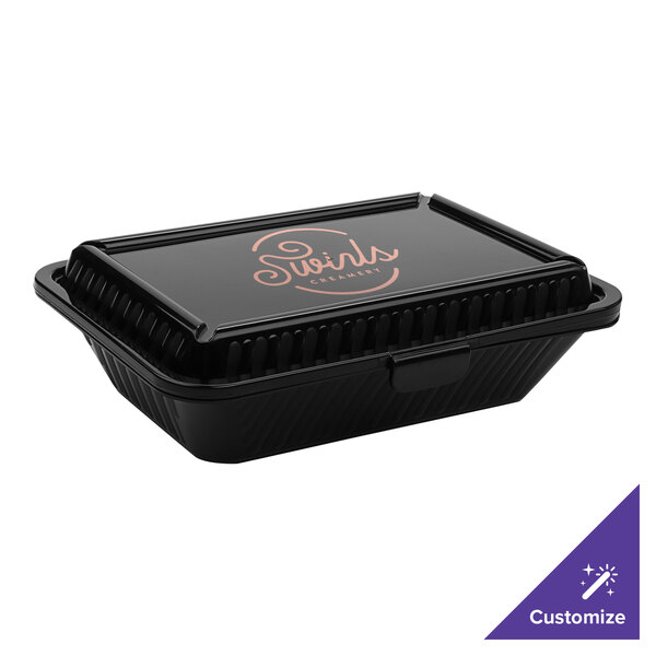 GET Eco-Takeouts 9" x 6 1/2" x 2 3/4" Black Customizable Half Size ...