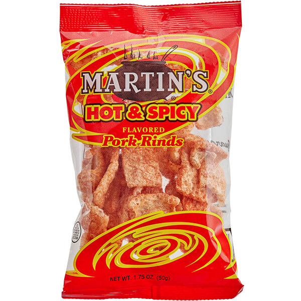 Martin's Bag of Hot & Spicy Pork Rinds 1.75 oz. 12/Case