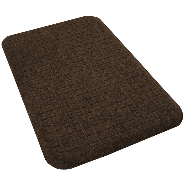 A cocoa brown rectangular anti-fatigue mat with squares on it.