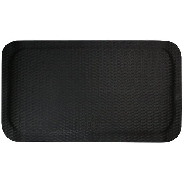 A black rectangular anti-fatigue mat with a textured surface.
