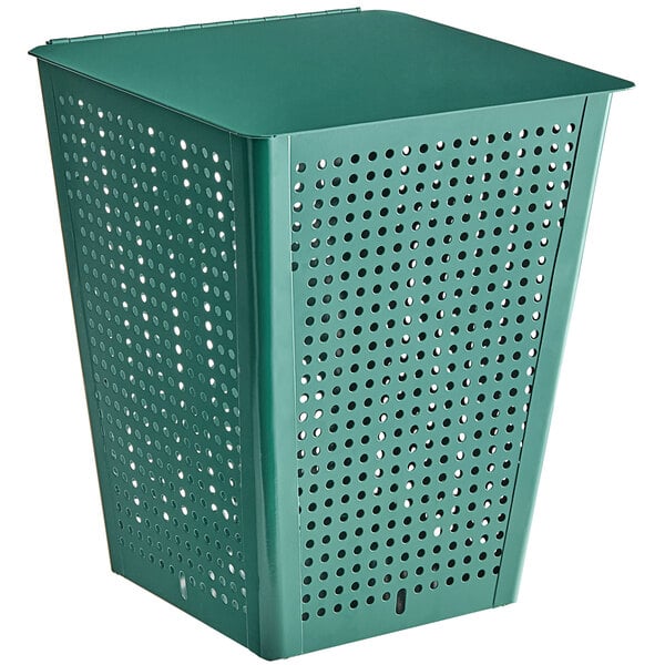 A green plastic Namco Doggy Do waste basket with holes in it.