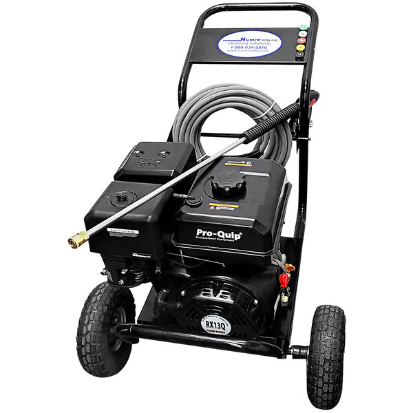A black Namco electric pressure washer with a hose on it.