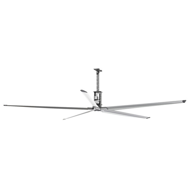 A white Envira-North Altra-Air HVLS ceiling fan with metal blades.
