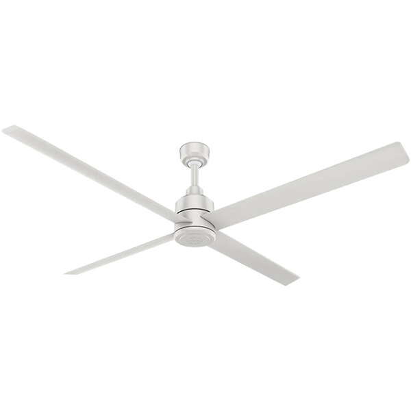 A white Hunter ceiling fan with three blades.