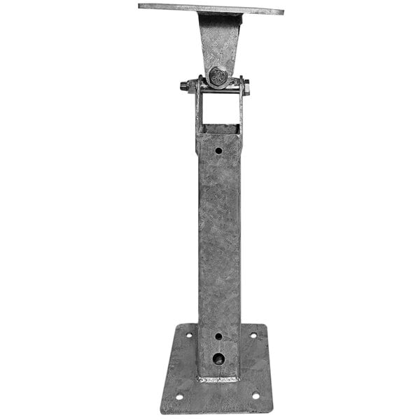 A metal pivoting mount with metal plates.