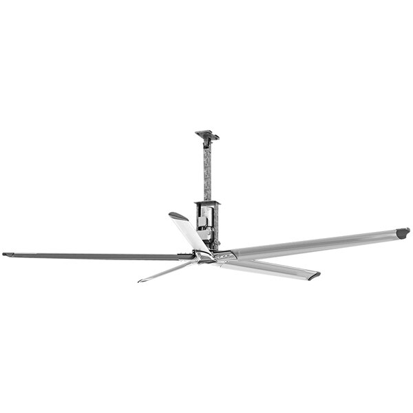An Envira-North Altra-Air Sailfin HVLS ceiling fan with three blades, a metal frame, and white background.