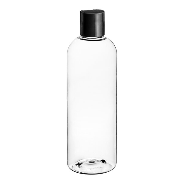 A clear plastic 16 oz. Cosmo Bullet bottle with a black lid.