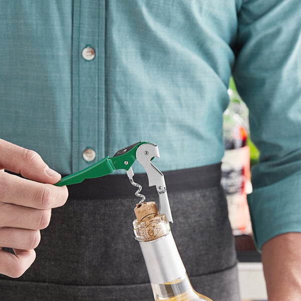 Acopa Waiter's Corkscrew with Green Metal Handle