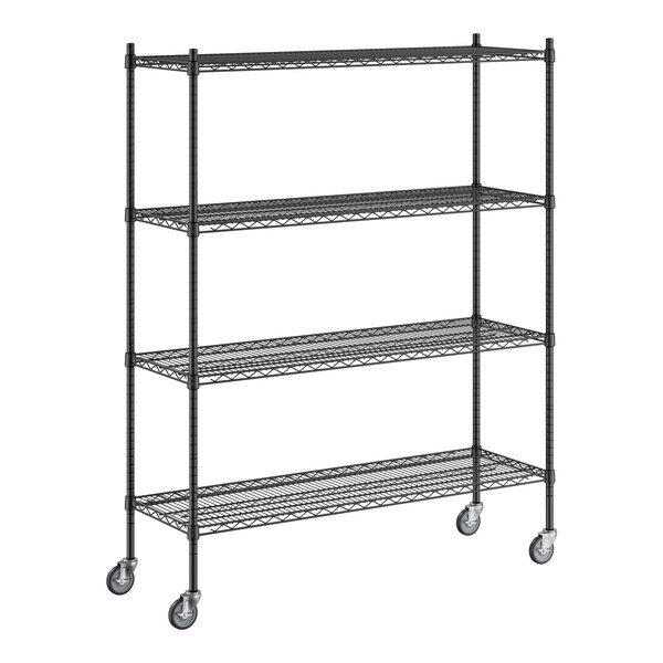 Regency 18" x 54" NSF Black Epoxy 4Shelf Starter Kit with 64" Posts