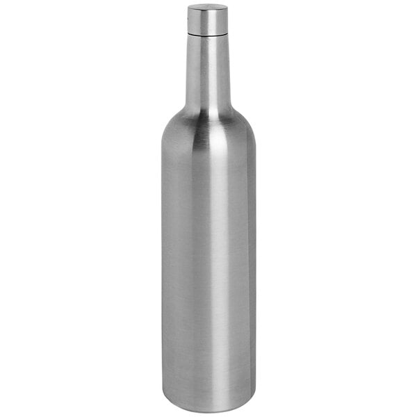 A Franmara silver stainless steel bottle with a cap.