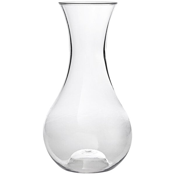 A clear plastic Franmara decanter with a white background.