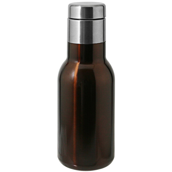 A brown Franmara stainless steel flask with a silver lid.
