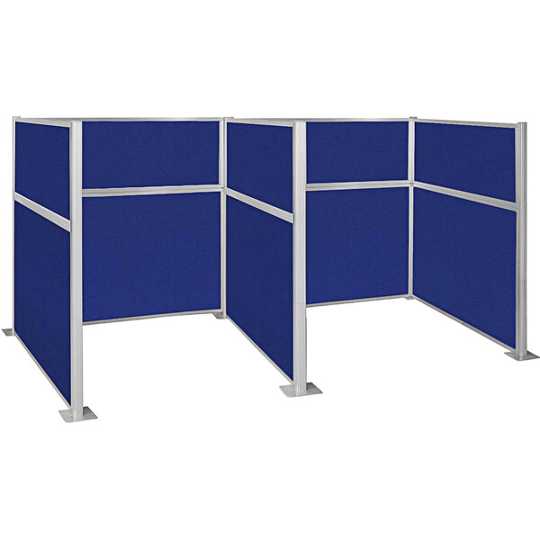 A royal blue Versare Hush Panel cubicle with metal frame.
