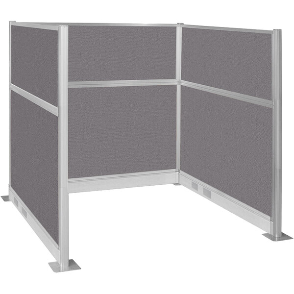 A grey Versare Hush Panel cubicle with white walls.