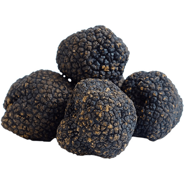 A close-up of black truffles.