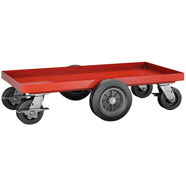 A red metal Champion Tool Storage maintenance cart with black wheels.