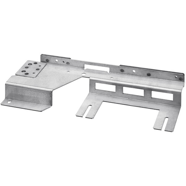 A metal bracket for an Amana commercial microwave.