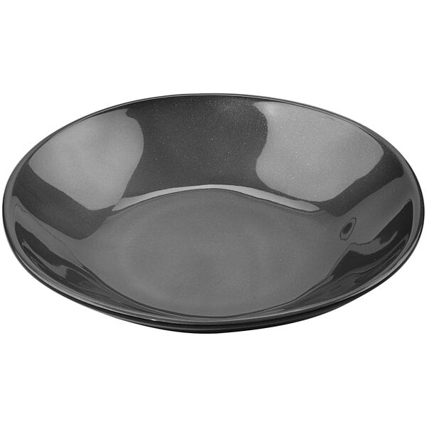 A black irregular round bowl with white stardust design.