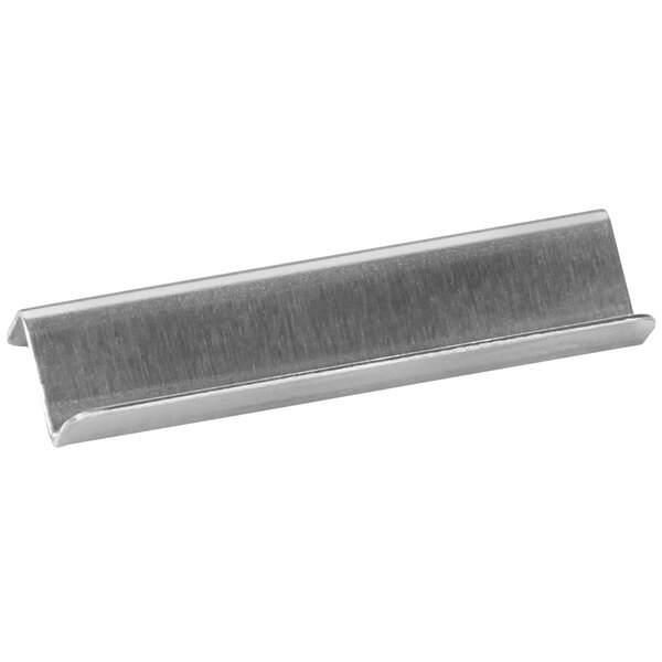 A stainless steel metal bar with a metal strip on a white background.