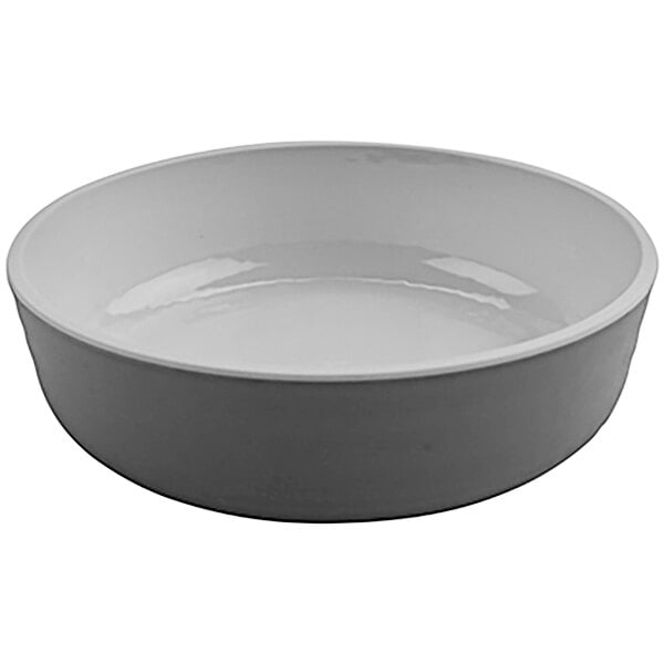 A white GET Roca melamine bowl with a rim on a white background.