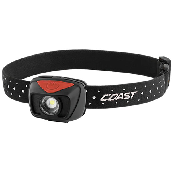 A black Coast Polysteel headlamp with a red light.