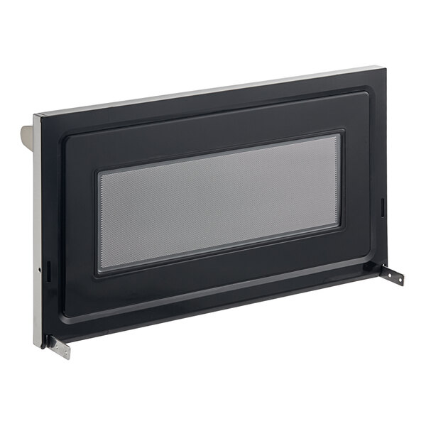 A Solwave black door assembly for a commercial microwave with a window.