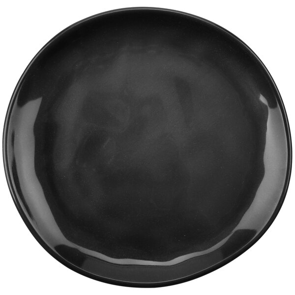 A black GET Cosmo melamine coupe plate.