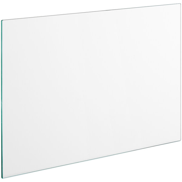 A white rectangular glass shelf with a green border.