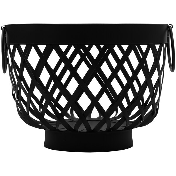 A black GET round iron serving basket with ring handles.