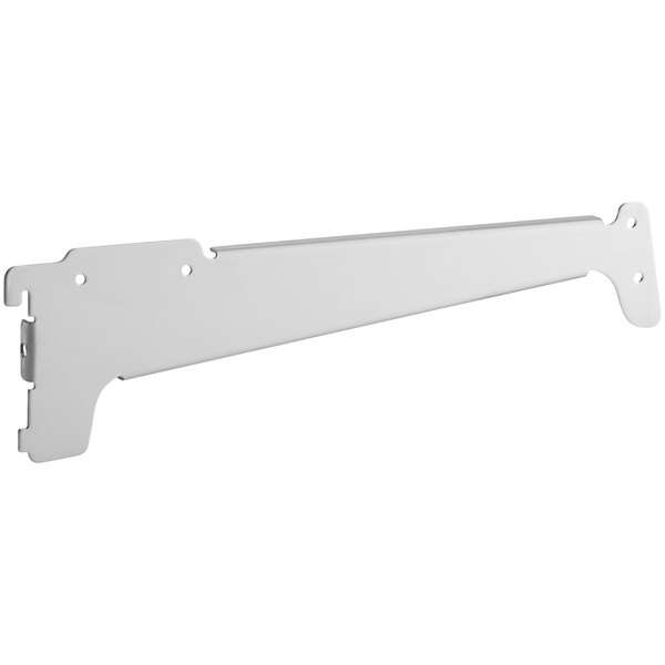 A white metal Avantco shelf holder with screws.