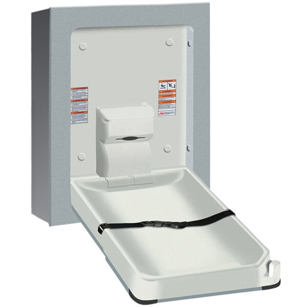 American Specialties, Inc. 1090179 Stainless Steel Surface Mount Vertical Baby Changing Station