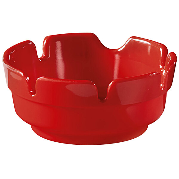 A red GET ashtray with a white background.