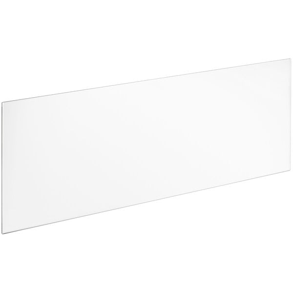 An Avantco glass top shelf with black edges on a white rectangular background.