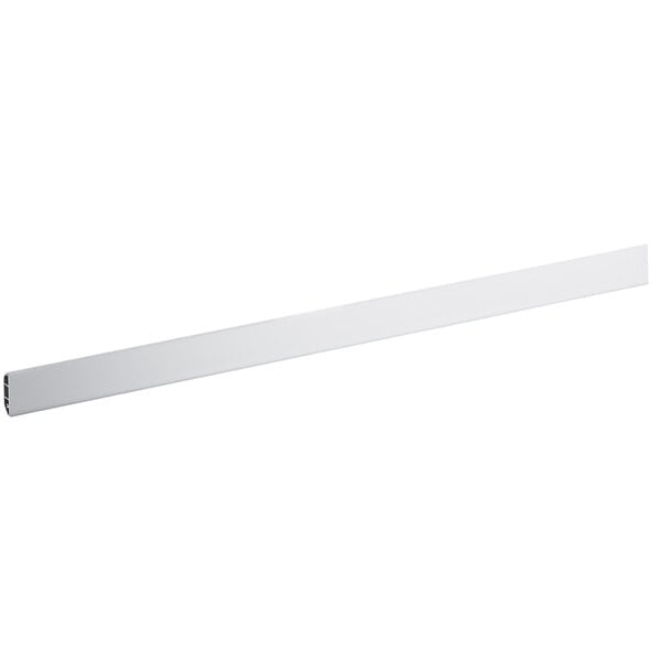 A white metal rectangular shelf support.