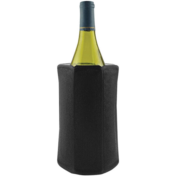 A Franmara Quick-Chill wine bottle in a black wine cooler.