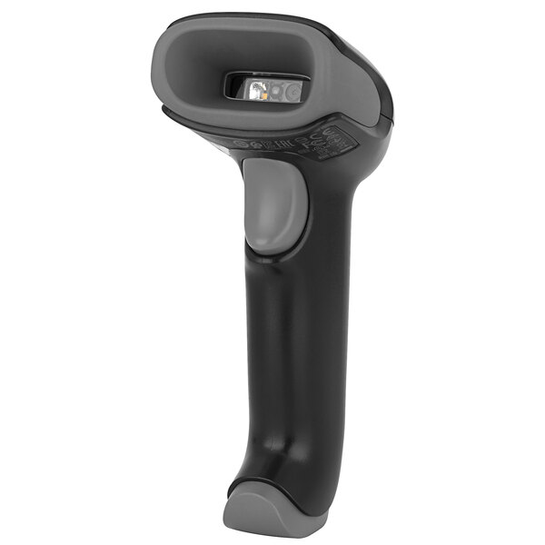 A black and grey Honeywell Voyager XP 1472G handheld barcode scanner.