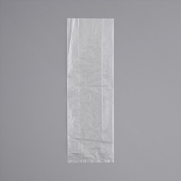 A white plastic LK Packaging food bag on a white surface
