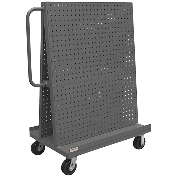 A gray Durham A-Frame maintenance cart with pegboard sides.