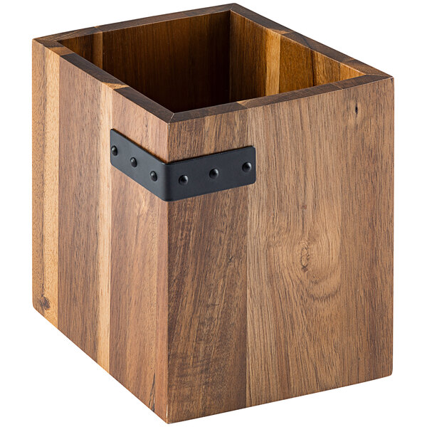 Tablecraft Industrial Collection 5" x 5" x 6" Acacia Wood Flatware