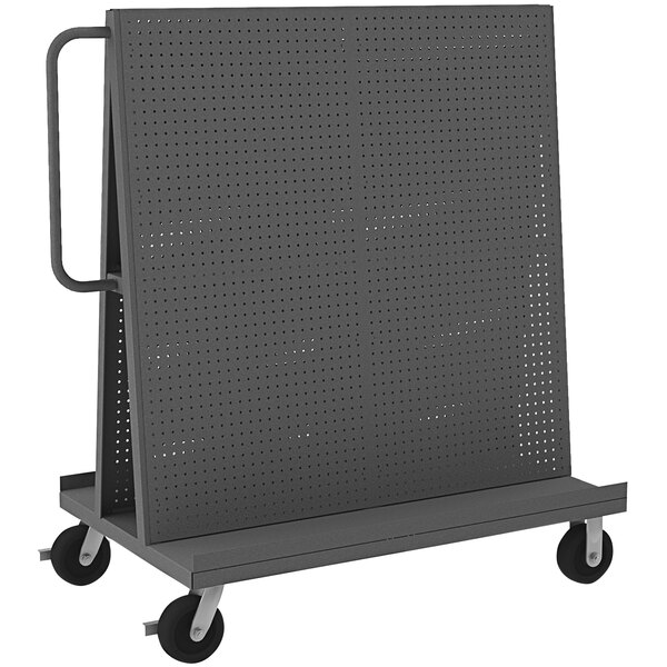 A gray Durham double-sided A-frame maintenance cart with pegboards.