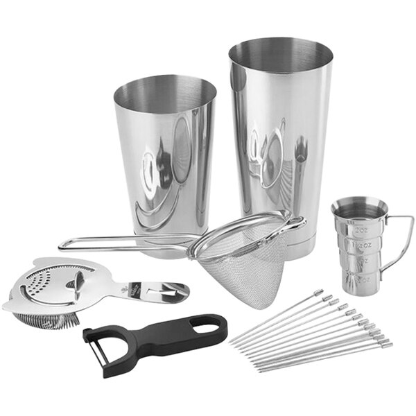 Barfly® Stainless Steel Shaken Martini 7Piece Cocktail Tool Kit M37138