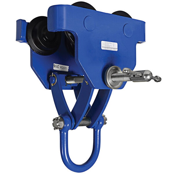 Vestil QIT-4 Manual I-Beam Trolley - 4,000 Lb Capacity, 3" To 7.5" Flange Width, 10" Headroom, Blue Powder Coat