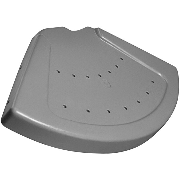 A grey plastic Satellite vanity shelf with holes in it.