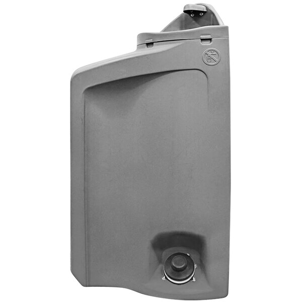 A grey plastic container with a nozzle, the Satellite Slimmate 3 10 Gallon Hand Sink.
