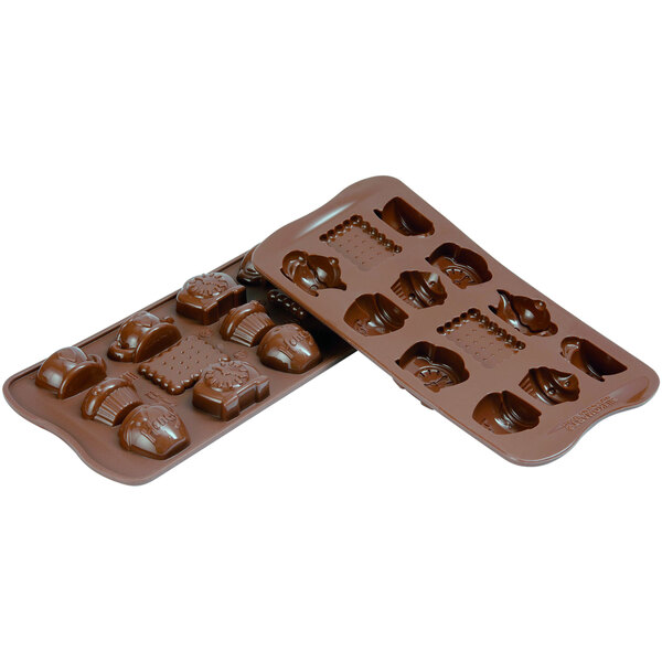 Silikomart Tea Time Brown Silicone 12 Compartment Chocolate Mold SCG17